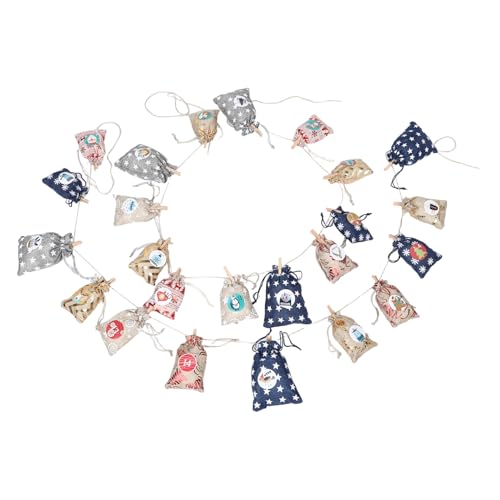 WEKADRIN カウントダウン 巾着 ポケット 装飾 ホリデー カウントダウン バッグ クリスマス キャンディ バッグ アドベント カレンダー ポーチ