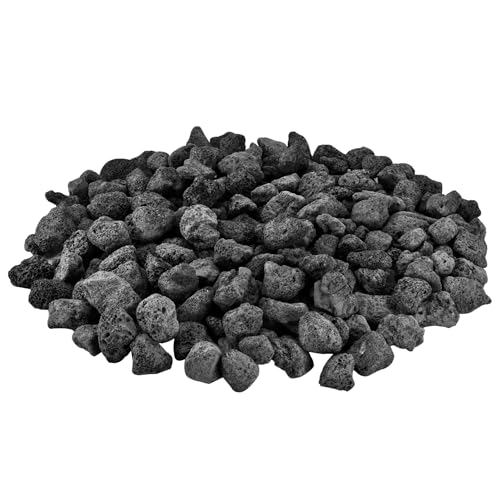 Mr. Fireglass Natural Lava Rock 0.8-1.2 Medium Volcanic Lava Rock for Indoor & Outdoor Fire Pits Fireplaces Fire Bowls & Fire Table Decorative Garden Landscaping Potted Plants -10 Pounds Black