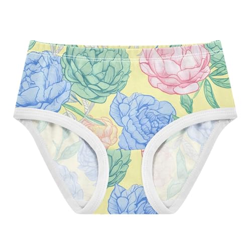 Pastel Colorful Flowers Yellow Little Girl Panties Toddler Underwear Custom Cotton Fancy Briefs Undies Kids 2t