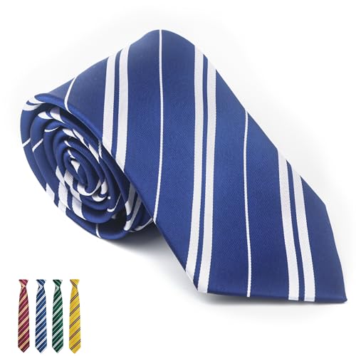 Landisun Halloween Cosplay AccessoryBlue Striped Tie Costume Necktie for Party Role Play College Preppy Style Outfit For Women Men Teen 58 Inch Polyester Tie