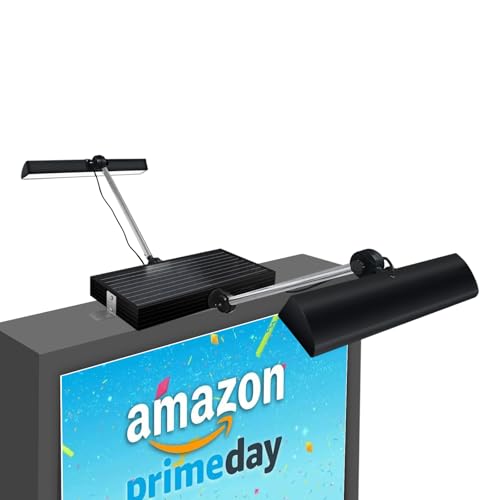 Commercial Solar Billboard 2 Sided LED Light, Dusk to Dawn, Outdoor Waterproof Sign Lighting for Business, Street & Yard Signs, Real Estate, Bus Stops, Highway & Hotel Signboard (Black)