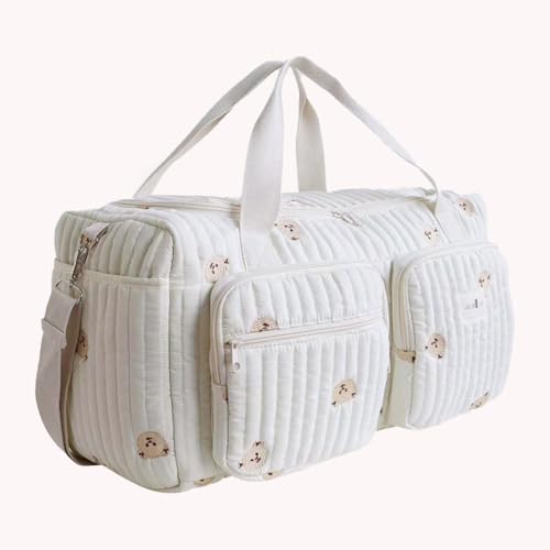 Bolso de maternidad todo en uno para mamá - Ligero - Acolchado - Gran bolso cambiador multifuncional para la maternidad y el cambio de bebé para el hospital y el fin de semana, oso - imagen 8