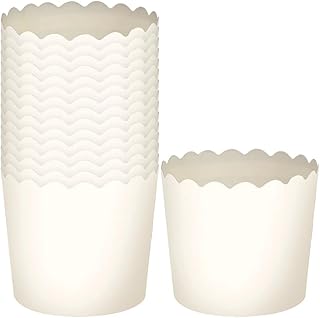 Scalloped White Large Baking Cups - (Pack Of 16) - Elegant Paper Cupcake Liners For Parties & Celebrations