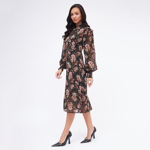 Image of Kibo Women's Georgette Floral Button Down Shirt Dress