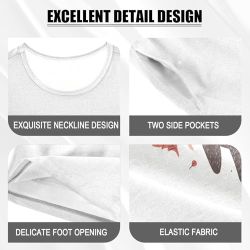 Fox Leaves White Pajama Set Short Sleeve Sleepwear Soft Pajamas Shorts Sets Cotton PJS 5Y4