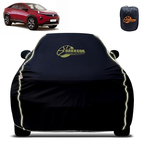 Image of Reflector Waterproof Car Cover for Tata Curvv with Mirror & Antenna Pocket | All Weather Protection | Washable Fabric | Black Color
