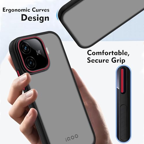 Image of V-TAN Back Cover for IQOO NEO 10R Compatible Case, Matte Finish Transparent Case, TPU, Camera Protective Shockproof Cover (Black)