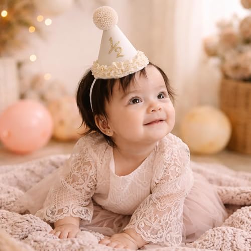 Image of piercing Half Birthday Decoration for kids, 1 /2 Birthday Decorations for kids, Half Way to One Decoration, Half Birthday Cap, Adorable Party Hat Milestone, Great for Photo Shoots