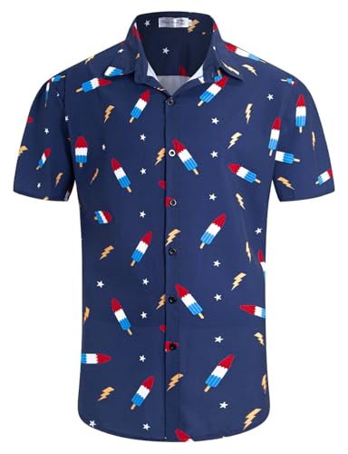 Image of Yoimira Hawaiian Shirts for Men, Print Mens Casual Short Sleeve Button Down Shirts Floral Aloha Beach Shirt