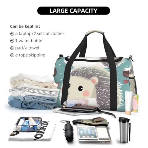 Travel Duffel Bag Lightweight Waterproof Carry On Tote Bag Foldable Weekender Overnight Bags Cute Cartoon Hedgehog Sport Gym Bag For Women Men4