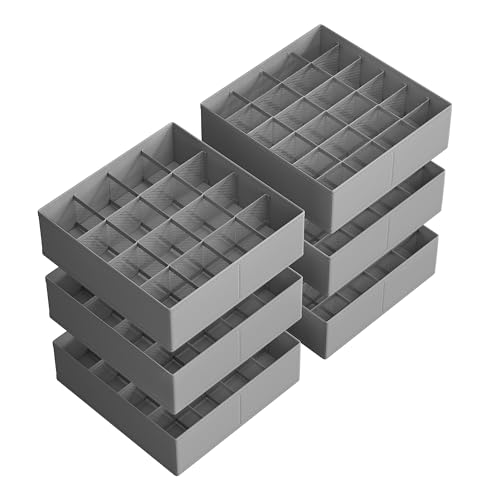 SONGMICS 6 Pack Drawer Organizers, 120 Cells (3x16+3x24), Foldable Dividers, 11.8 x 11.8 x...