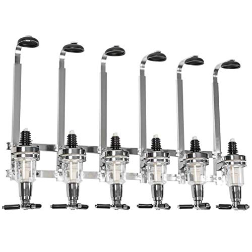 Yizhe Wand-Flaschenhalter und -Dosierer 1.5oz Flaschendosierer für Cocktail-, Bar- und Gastro-Gewerbe (Wandmontage, für unteschiedliche große Flaschen) Silber, 6 Flaschen