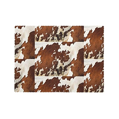 Nappe en polyester motif cuir de vache rouge et blanc avec dentelle chic - 6