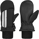 N'Ice Caps Kids Glow in the Dark Skeleton Print Thinsulate Waterproof Mittens (6-8 Years, Black)