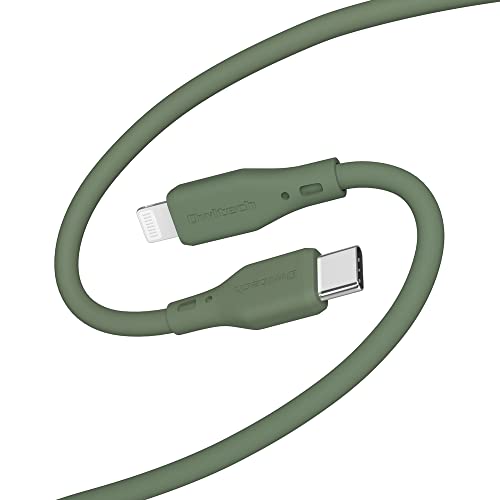 オウルテック Type-C to ライトニングケーブル PD 60W 対応 やわらかい ソフトシリコン採用 ケーブルバンド付き 絡まない 高耐久 充電/データ転送 Apple認証 iPhone/iPad対応 1.0m オリーブグリーン OEC-CBSCL10-OG