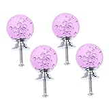 VORCOOL 4セットシングルホール銀色ベース バブルボール引き出しノブ 紫 スクリュー付き 家具の取っ手 キャビネットドア用