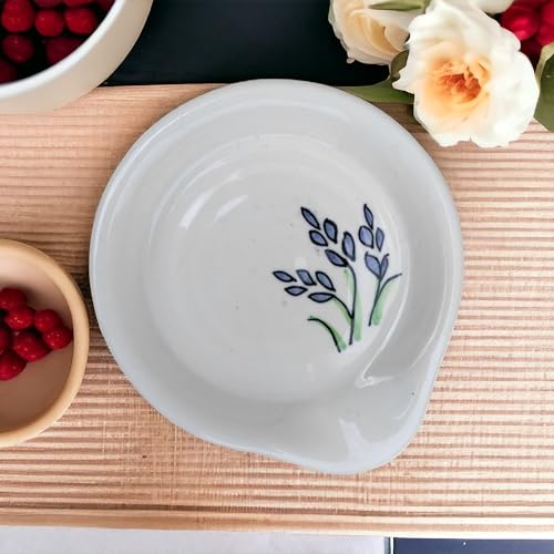 Image of Malaikah Ceramic Spoon Rest Leaf Pack of 1 for Home, Kitchen, Dining, Kitchen Decor & Gifting