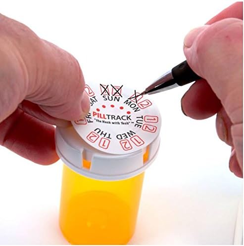 Stickers- 7 Day AM/PM Pill Organizer for Pill Bottle Caps. 6-Month Supply. Track Usage with Pen or Pencil. Better Than a Pill Box! No Transferring or Handling Meds! (1.75" - Large)