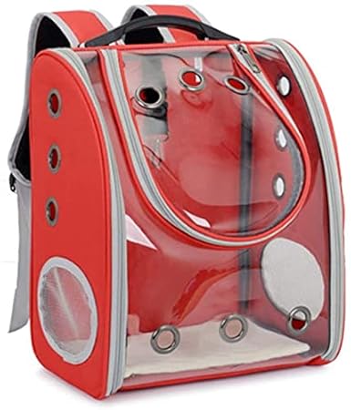 PSK PET MART Pet Cat Carriers Puppy, Backpack, Space Capsule, Dog Bags Rucksack, with Breathable Mesh Window, Portable, Transparent, Outdoor, Pet Travel Carrier, for Small Dogs Cats Puppies Bunny(RED)