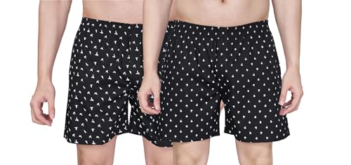 Image of Nermosa Men's Cotton Printed Soft Regular Boxer Shorts | Pack of 2