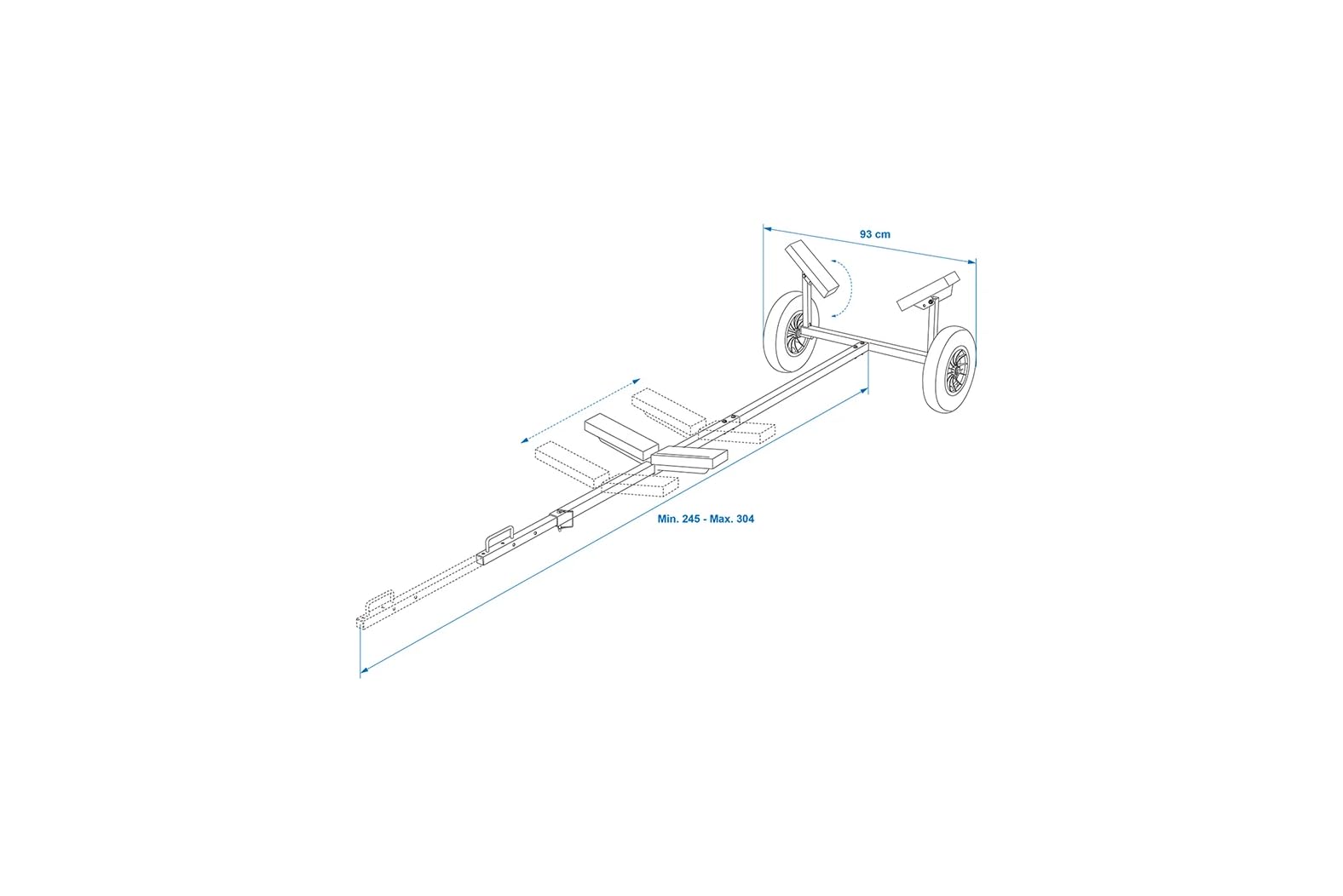 ProPlus Trailer Bootswagen 245-304cm Slipwagen Kajakwagen Kanuwagen Schlauchboot Wagen Handtrailer