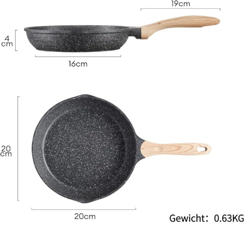 Foto von JEETEE Bratpfanne 20 cm Antihaft, kleine Pfanne für Induktion,Grau