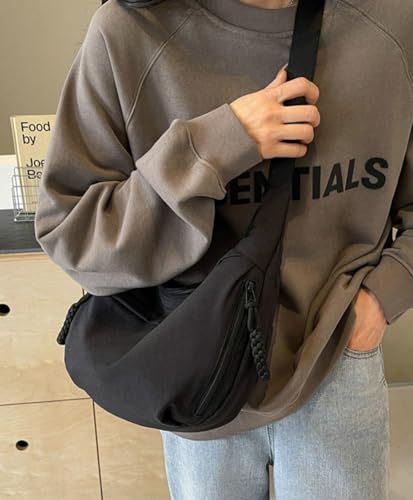 Hobo Bag for Women Men Crescent Shoulder Bag Retro Nylon Canvas Crossbody Bag Slouchy Corduroy Dumpling Bag Purse3