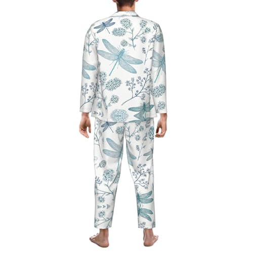 Pyjama homme imprimé libellule à manches longues et boutonnées