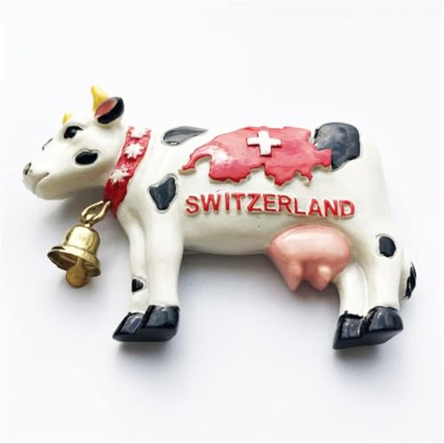 Imán de nevera 3D Vaca Suiza decorativo rectangular miniatura 5