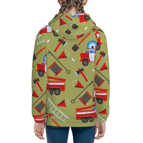 Cartoon Fire Truck Kids Pullover Hoodies Boys Sweatshirts Girls Athletic Clothes with Pocket4