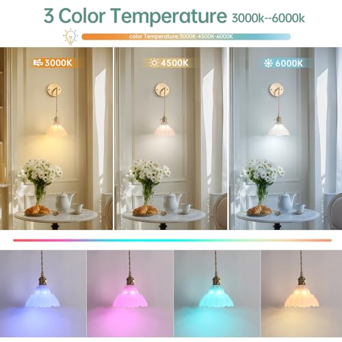 Image of Shenmoyl Vintage Battery Operated wall sconces Set of 2, Wall Lamps with White Lily of the Shade Pattern Glass, Adjustable Chain Wall Lights, sconces wall Decor for Stairway Living Room Doorway