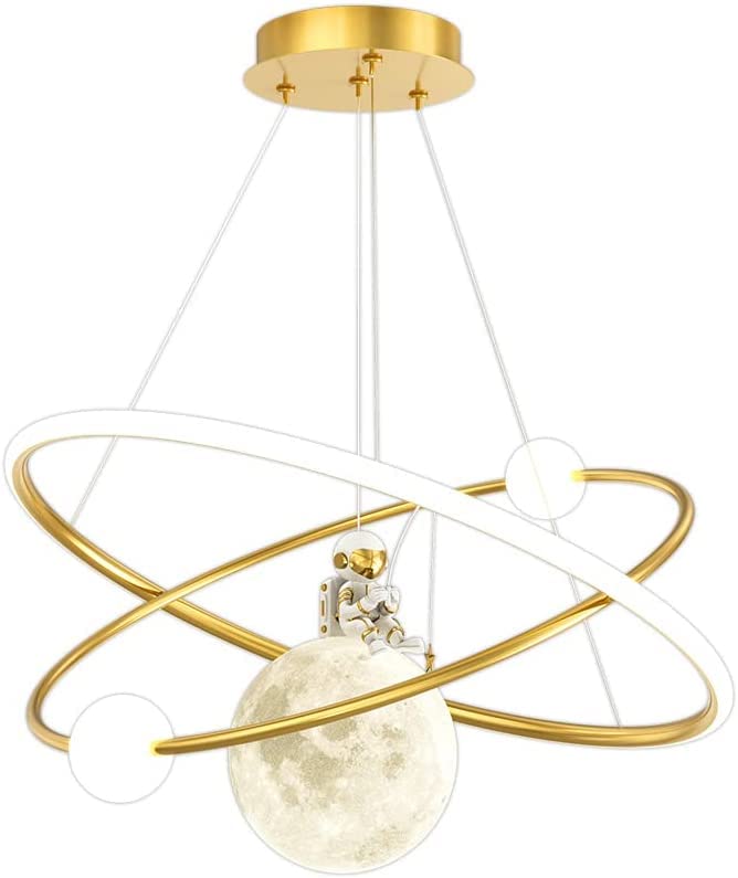Lustre LED 2 anneaux lune 3D élimine la peur du noir dans la chambre