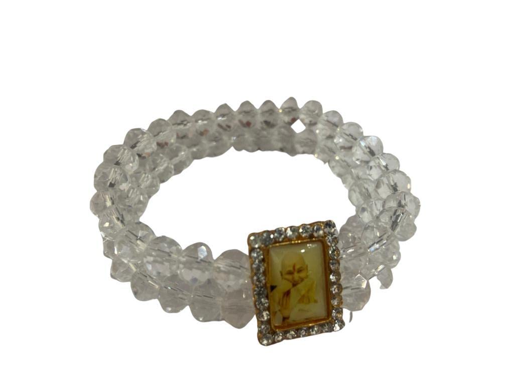 Guruji Swaroop Bracelet | Crystal White Beads & Pearl Bracelet with Jai Guruji Swaroop (B09Z8B6VFX) Amazon Price History, Amazon Price Tracker
