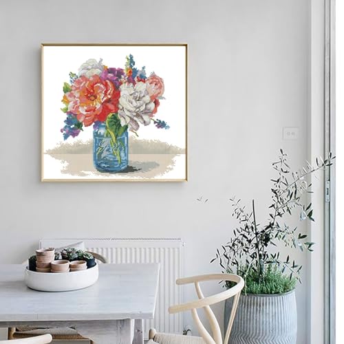 Image of ITSTITCH Stamped Cross Stitch Kits - Full Set of Embroidery for Beginners or Adults,14 CT 2 Strands DIY Vases Patterns Counted Arts Craft 14.5x13.8 inch