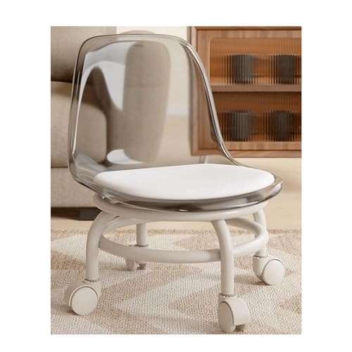 SJHPZG Taburete bajo con Ruedas de acrílico con Ruedas y Respaldo Silla giratoria con polea móvil pequeña Taburete con Asiento con Ruedas Corto para el Trabajo Limpieza del hogar Garaje