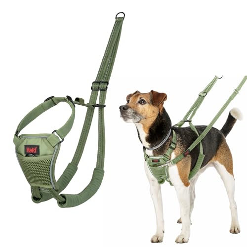 HALTI No Pull Anti-Zug Geschirr - Verhindert, DASS Ihr Hund an der Leine zieht, Gepolsterter Brust- und Beingurt, Reflektierendes Gurtmaterial, Einfache Anpassung und Benutzung (Größe S, Waldgrün)