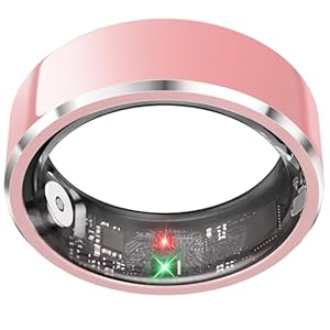 Smart Ring for Men Women, Health Fitness Tracker with Heart Rate/Blood Pressure/Blood Oxygen Monitor,Sleep Tracker,Pedometer, No Subscription, IP68 Waterproof Ring for iPhone&Android (Pink, Size9)