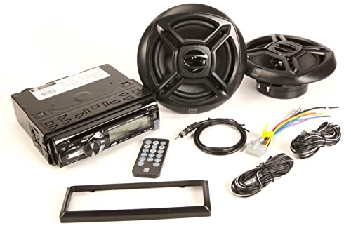 Image of Dual MCP1237BTB Marine AM /FM /CD Receiver with Built-in Bluetooth + (2) 6.5″ Speakers + Antenna | USB Playback with Charging