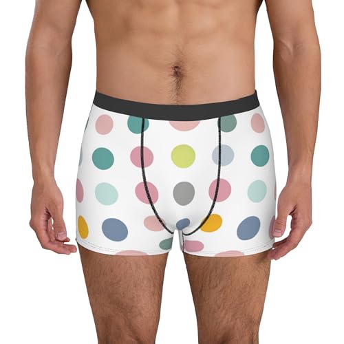 Colorful Dots Men's Boxer Briefs, Polka Breathable Mens Underwear Comfort Boxers Shorts Support Trunks 5