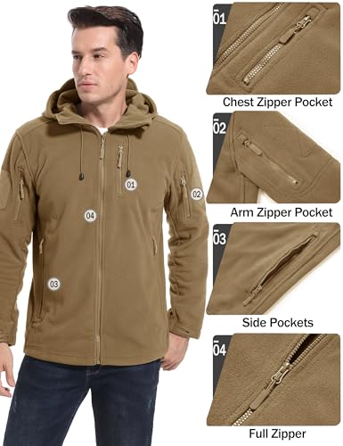 Image of CRYSULLY Men's Tactical Hoodies Jacket Warm Winter Fleece Jacket