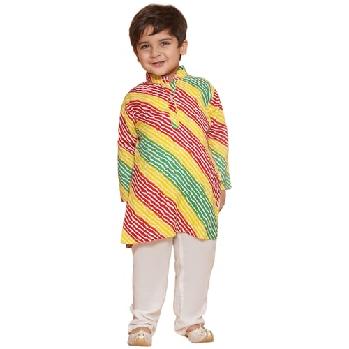 Image of AJ DEZINES Kids Ethnic Wear Cotton Printed Kurta Pyjama Set For Boys
