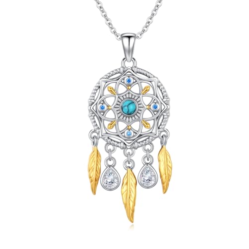 CRWENG Collier attrape-rêves en argent sterling 925 avec pendentif ange gardien romantique cadeau pour femme, taille unique, Argent sterling, Zircon