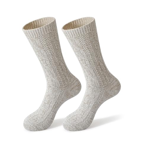 Moyel Oktoberfest Socken Herren 43-46 Trachtensocken Herren Beige Klassik Zopfmuster Design Bayrische Tracht Stricksocken Männer Lederhose Socken Trachtenstrümpfe Männer Oktoberfest Accessoires Outfit