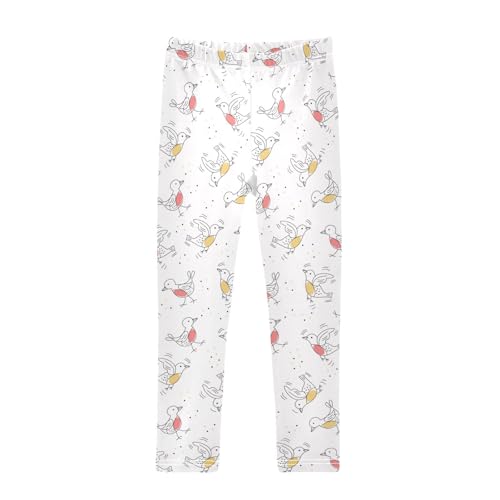 Birds Doodle Girls Leggings,Workout Leggings for Girls Toddler Athletic Leggings Size for 3-10T