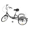 Queeucaer 20" inch carbon steel tricycles adults for 8-speed 3-wheels bicycles trike with basket tricycle for adults seniors,black,mudguards,Height Adjustable #3