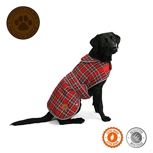 Ancol Muddy Paws Highland Tartan Dog Coat - Cold Weather Protection Showerproof Reflective Design with Elasticated Leg Straps Red Tartan Pet Puppy Apparel - Medium - Length 40cm / Girth 54-68cm - Image 4