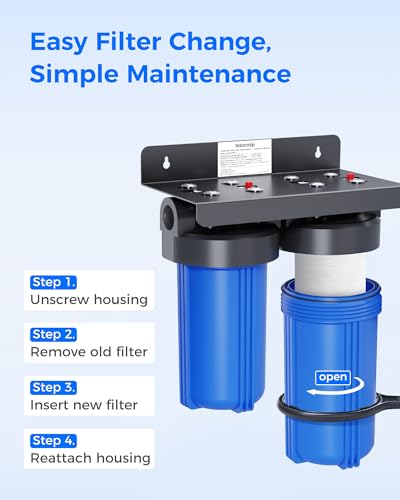 Image of Waterdrop WF10F Whole House Water Filter, Compatible with WHF21-FG, Any 10 inch x 4.5 inch System, Reduces Iron and Manganese, 5 Micron, 2 Pack