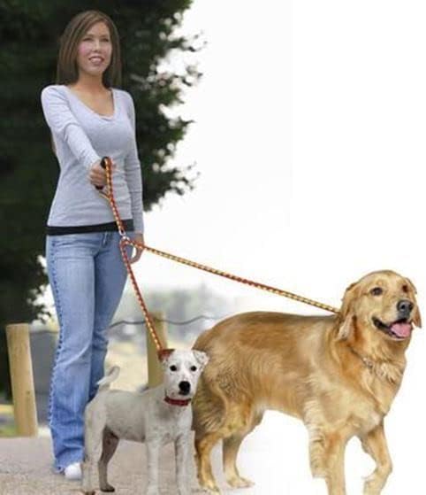 for No Tangle Double Dual Twin Two 2 Dog Walking Leash Rope Walker Walk
