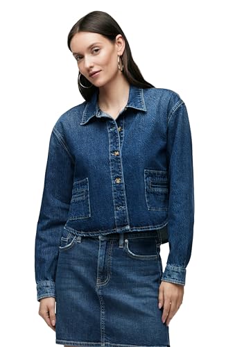 HUDSON Women's Boxy Long Sleeve Button Down Shirt with Pockets