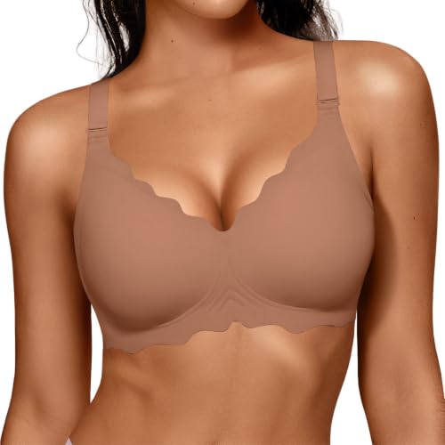 Image of OEAK Women Value Series Jelly Bras Wireless Pushup Convertible Bra | Everyday Essentials,Comfortable Bralettes,No Underwire,Full Coverage,Support Lift,Tshirt,Soft,Seamless,Scalloped